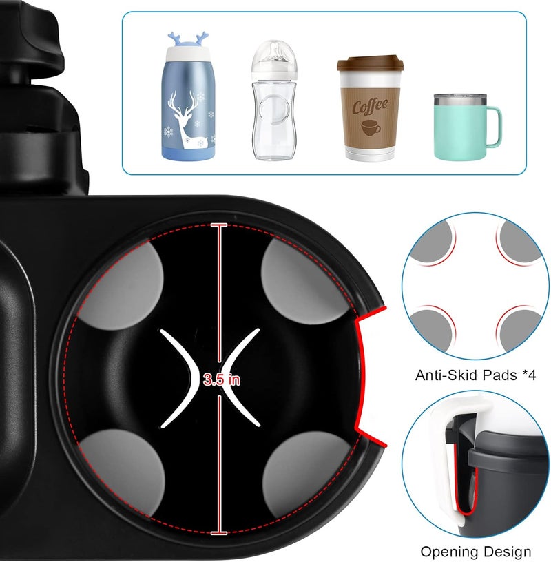 accmor Stroller Cup Holder with Tray, Universal Cup Holder Tray for Uppababy Nuna Doona Strollers, Bottle Drinks Holder for Stroller, Wheelchair, Walker - Image 4