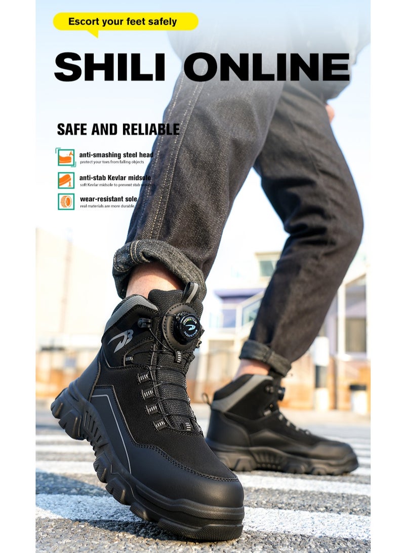 Safety Shoes Men Lightweight Fashion Rotating Button Work Shoes Air Cushion Breathable Sports Shoes Steel Toe Cap Shoes  - Image 5