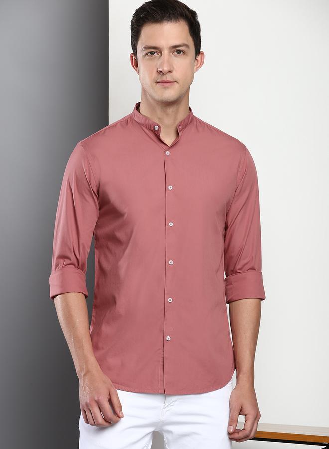 Dennis Lingo Men's Dusty Pink Slim Fit Casual Spread Shirt - Image 1