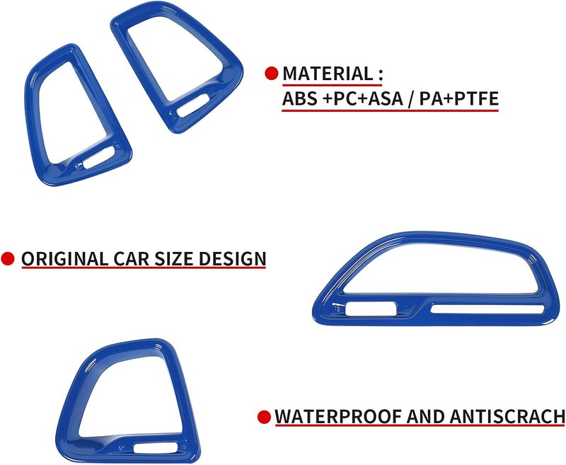 Voodonala Center Console Air Condition Outlet Vent Trim Accessories for Dodge Challenger 2015-2021 - Blue (4 Pieces) - Image 4