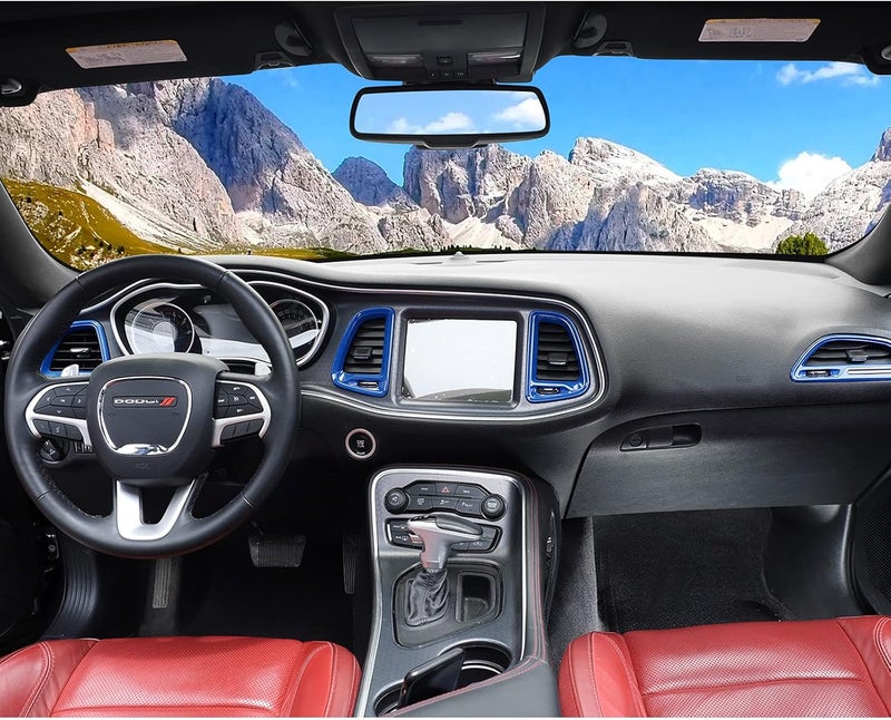 Voodonala Center Console Air Condition Outlet Vent Trim Accessories for Dodge Challenger 2015-2021 - Blue (4 Pieces) - Image 5