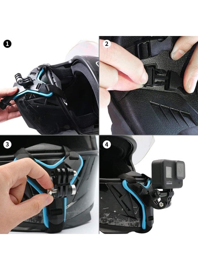Joyzzz Motorcycle Helmet Chin Strap, Blue Action Camera Helmet, Universal Chin Mount, Compatible with Most Action Cameras, Safety Strap-On Mount for Motorcycle Riding Videos - Image 2