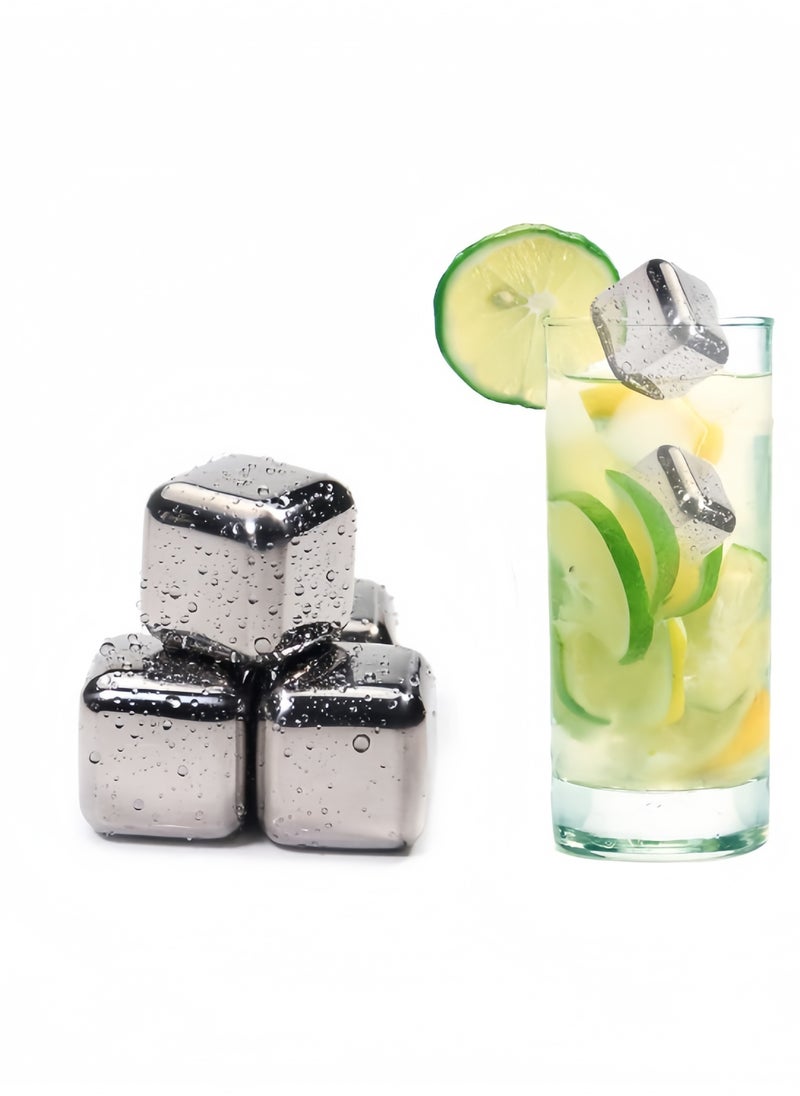 Generic 8 Piece Reusable Stainless Steel Ice Cubes Chilling Stones silver  - Image 2
