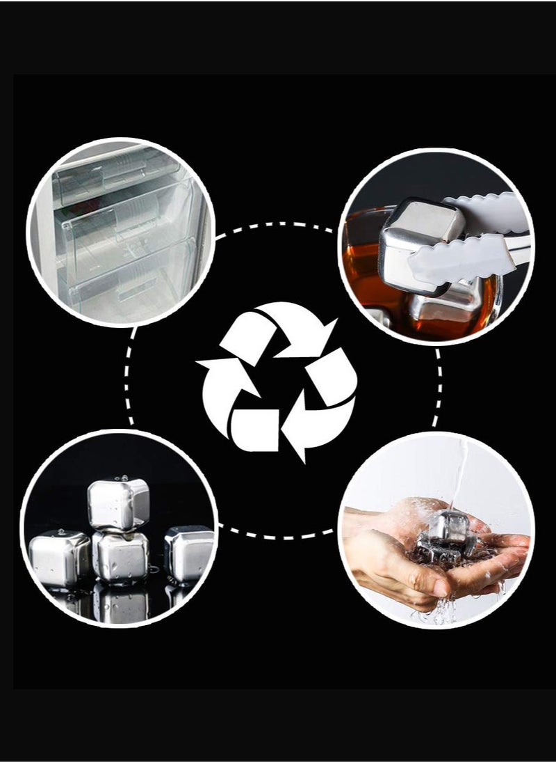 Generic 8 Piece Reusable Stainless Steel Ice Cubes Chilling Stones silver  - Image 4
