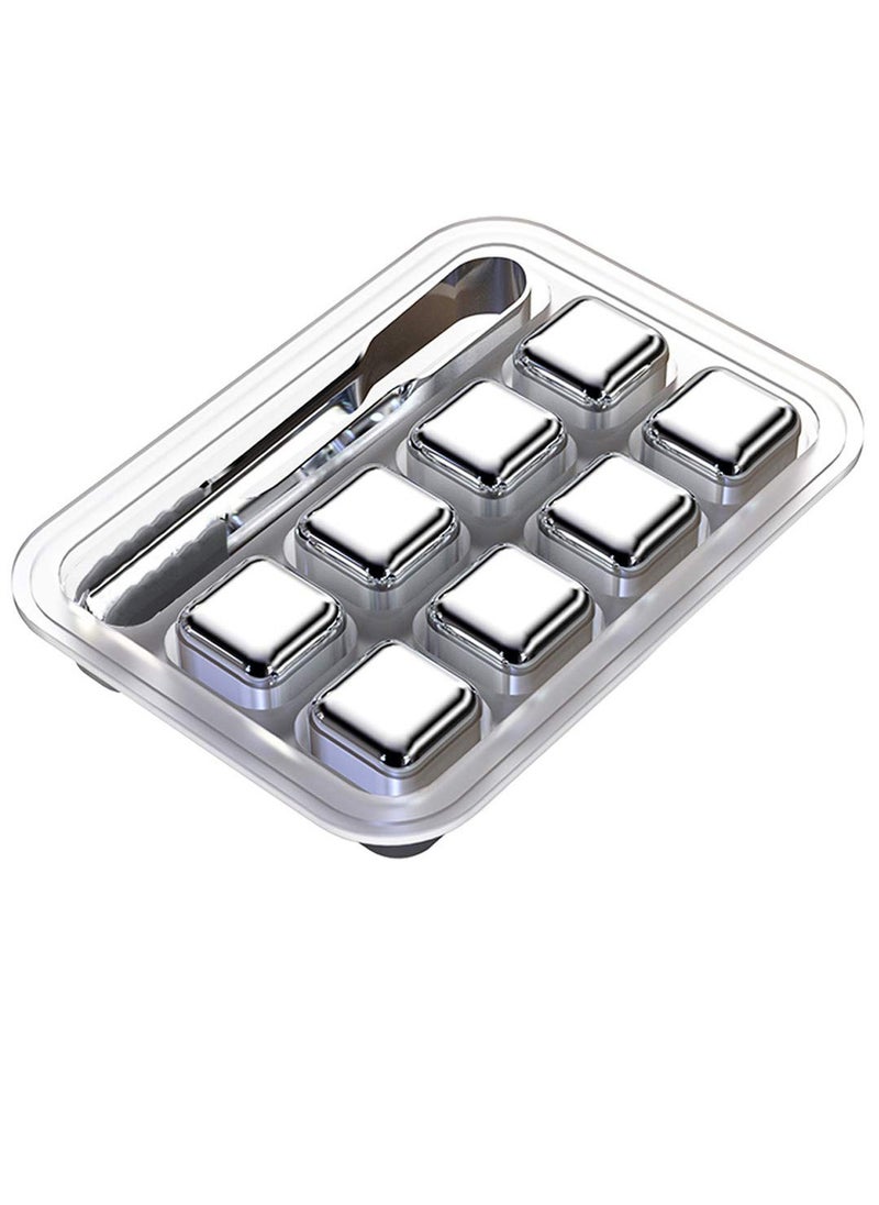 Generic 8 Piece Reusable Stainless Steel Ice Cubes Chilling Stones silver  - Image 1