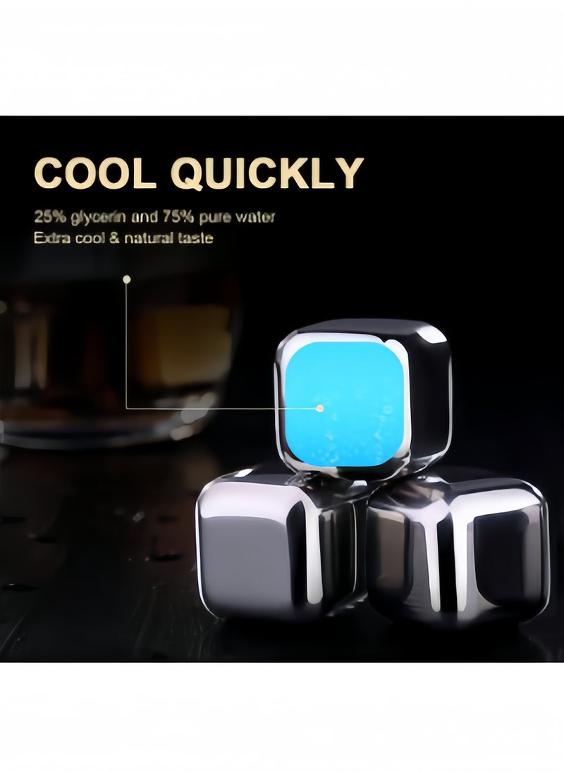 Generic 8 Piece Reusable Stainless Steel Ice Cubes Chilling Stones silver  - Image 3