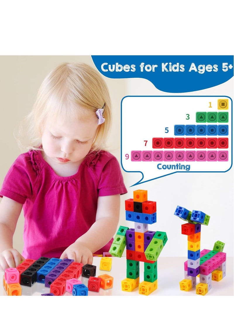 100 قطعة من مكعبات ربط الرياضيات، مكعبات بناء، فرز، مكعبات تكديس، ألعاب عد تعليمية، أدوات تعليمية منزلية للأطفال بعمر 3+ عامًا - Image 3