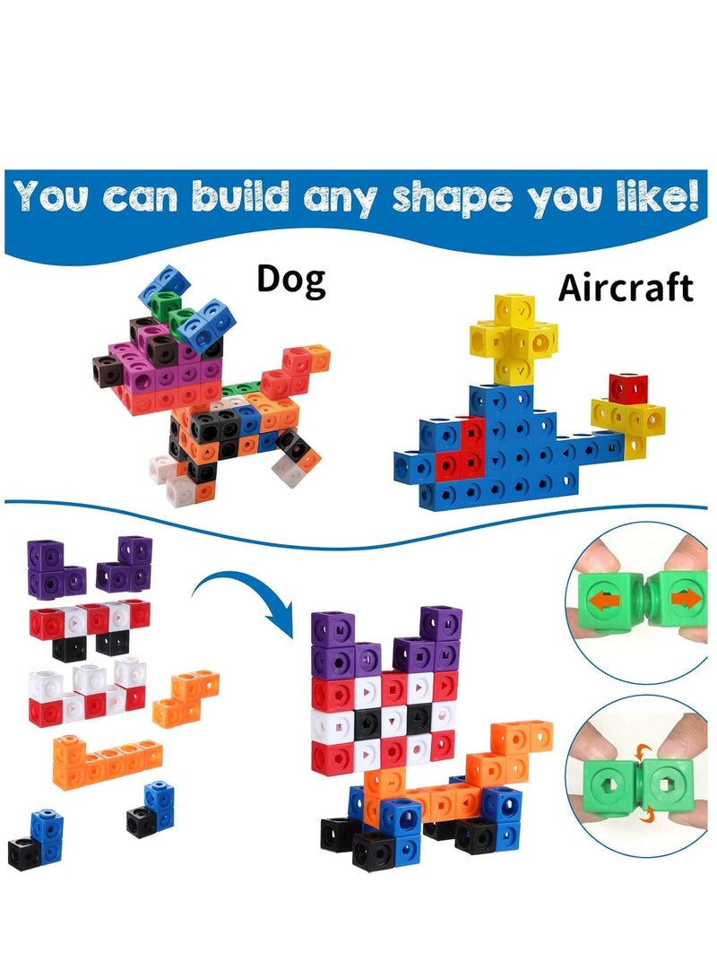 100 قطعة من مكعبات ربط الرياضيات، مكعبات بناء، فرز، مكعبات تكديس، ألعاب عد تعليمية، أدوات تعليمية منزلية للأطفال بعمر 3+ عامًا - Image 2