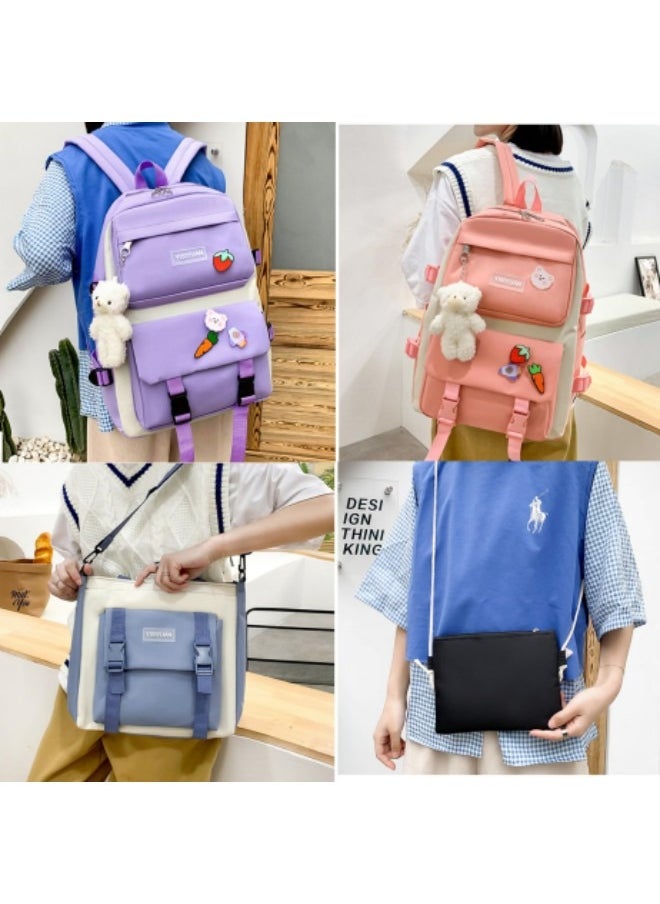GGEROU Kids Cute Backpack Set for School, 5Pcs Kwaii School Bag Large-capacity, Girls Boys Back to School Book Bag Backpack Pink  - Image 4