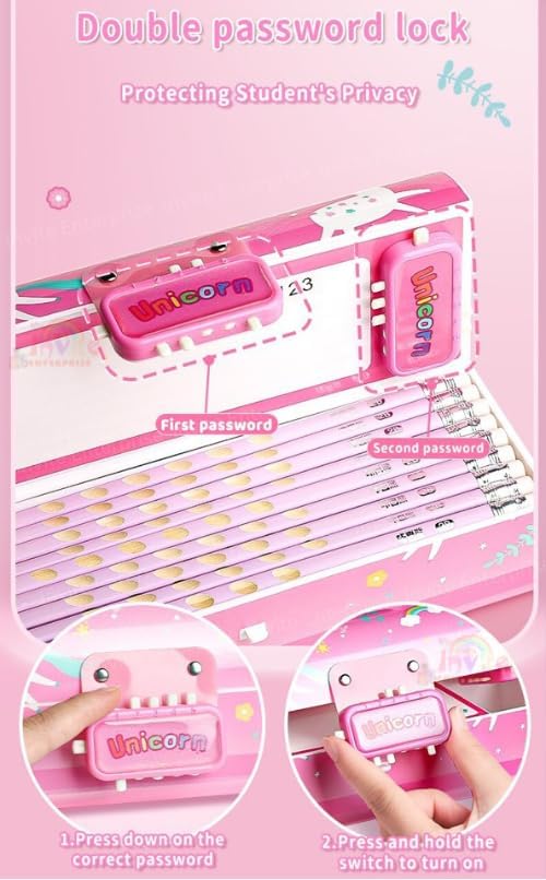 Rahasya Enterprise Plastic Pencil Case With Code Lock - Kids Style Multi-Layer Pencil Box For Boys & Girls (Unicron Purple) - Image 5