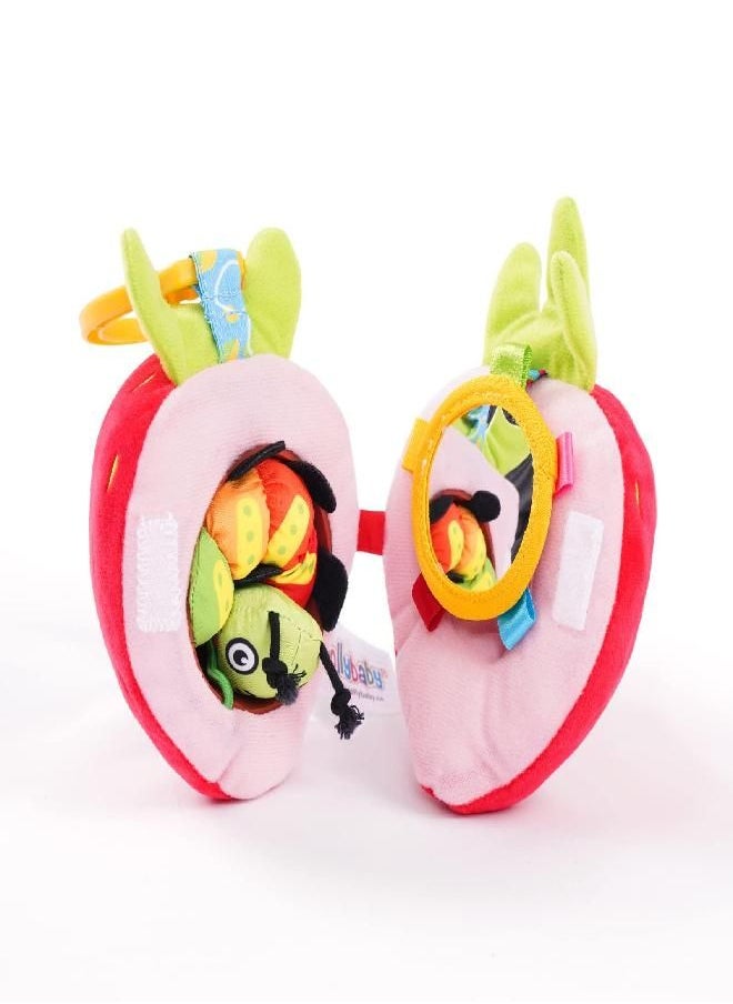 Jollybaby - Jollybaby Baby Plush Fruit Doll Toys, Caterpillar Eating Fruit Stuffed Cartoon Snuggle Travel Activity Toy with Rattle, Gift for Infant boy & Girl 3 Months+(Strawberry) - Image 1