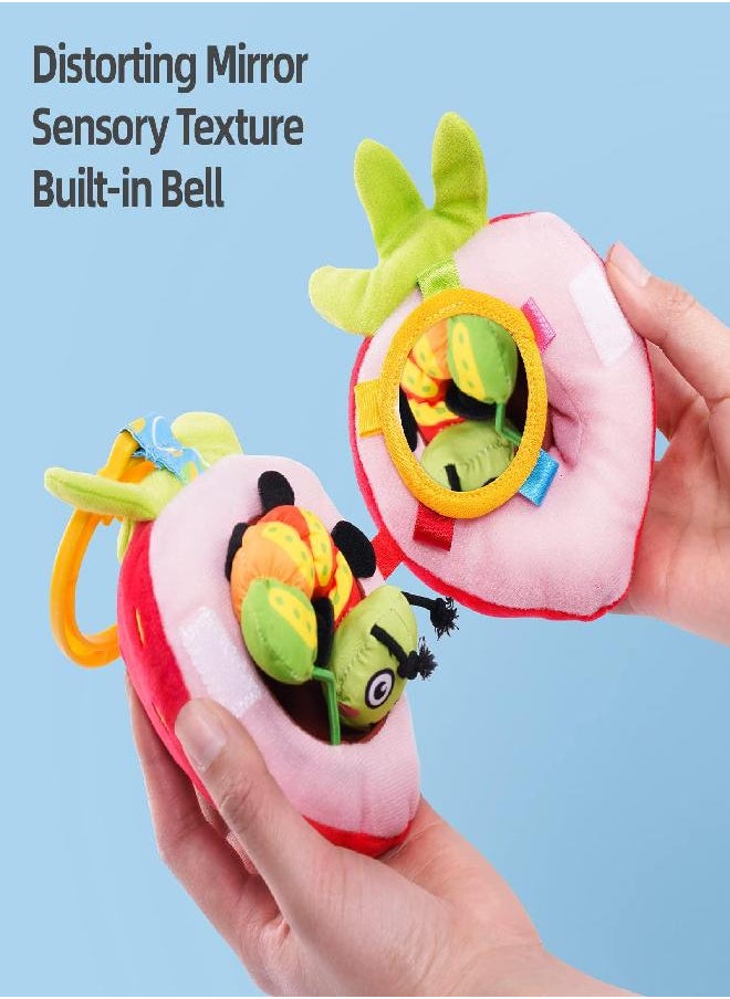 Jollybaby - Jollybaby Baby Plush Fruit Doll Toys, Caterpillar Eating Fruit Stuffed Cartoon Snuggle Travel Activity Toy with Rattle, Gift for Infant boy & Girl 3 Months+(Strawberry) - Image 1