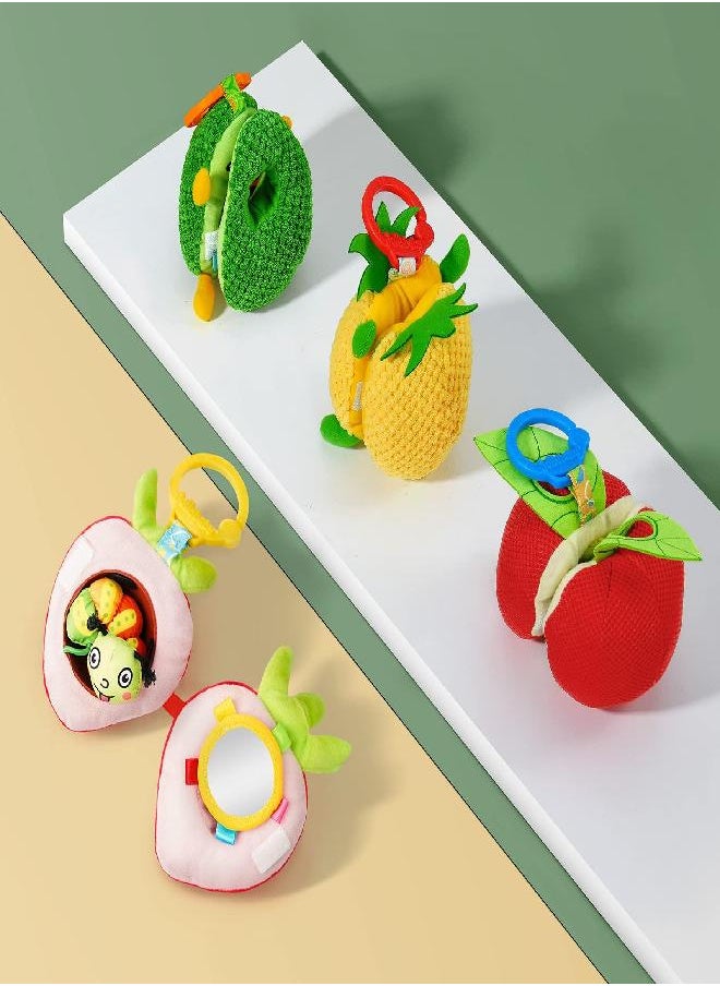 Jollybaby - Jollybaby Baby Plush Fruit Doll Toys, Caterpillar Eating Fruit Stuffed Cartoon Snuggle Travel Activity Toy with Rattle, Gift for Infant boy & Girl 3 Months+(Strawberry) - Image 1