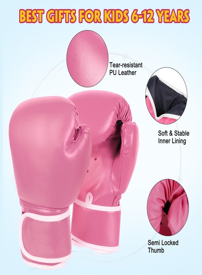 TUXHUI Kids Boxing Gloves for Kids Boys Girls Youth Age 5-12 Years Training Gloves for Punching Bag Kickboxing Muay Thai (Pink - No Pattern) - Image 2