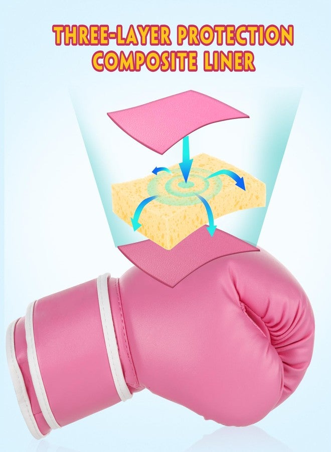 TUXHUI Kids Boxing Gloves for Kids Boys Girls Youth Age 5-12 Years Training Gloves for Punching Bag Kickboxing Muay Thai (Pink - No Pattern) - Image 4