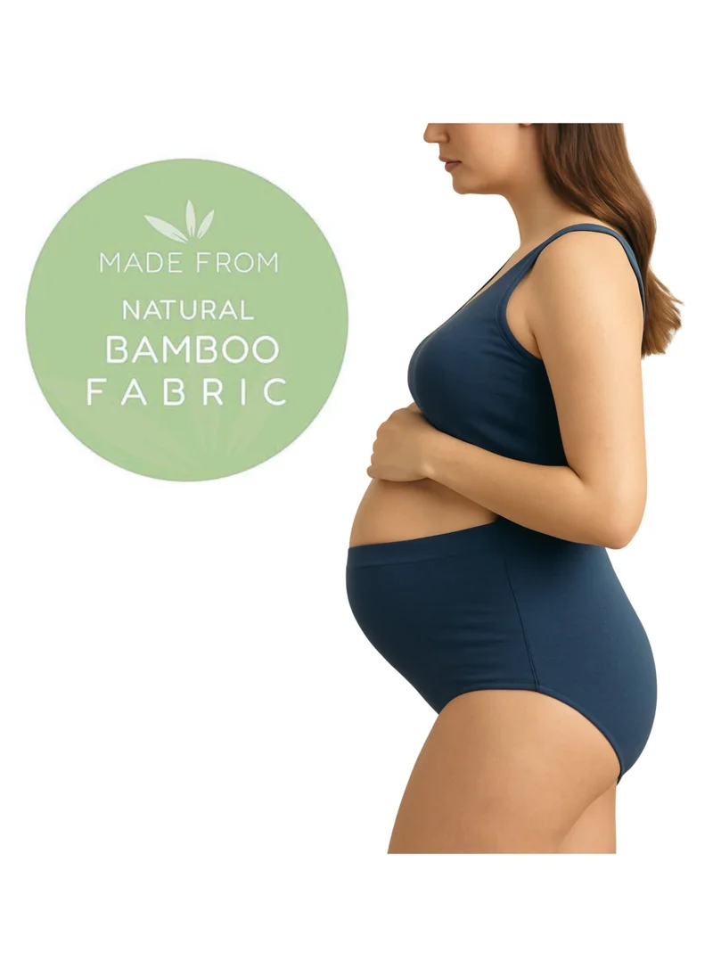 TUMMY Pack of 3 High Waist Bamboo Cotton Pregnancy Pants with Full Belly Support Comfty Breathable for Women Panties