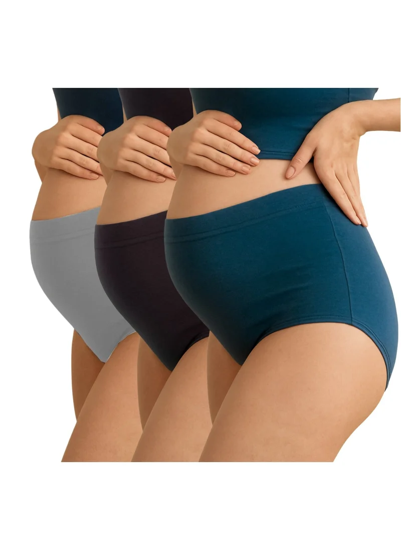 تامي م م ح Pack of 3 High Waist Bamboo Cotton Pregnancy Pants with Full Belly Support Comfty Breathable for Women Panties