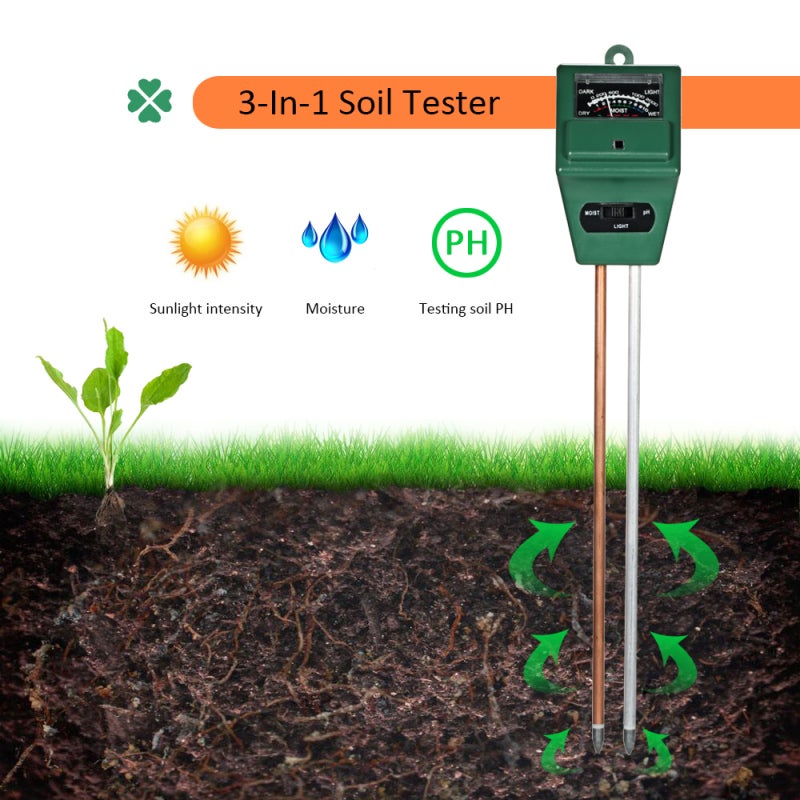 Soil Tester: 3-In-1 Portable Rust-Proof Durable Meter - Easy Operation No Batteries Required PH & Sunlight Intensity Tester for Home Gardening & Outdoor Plant Care - Image 4