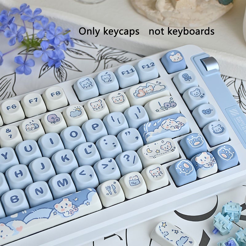 MOA Thermal Sublimation PBT Keycap White Blue Red Panda Cartoon Mechanicak Keyboards fits 6.25U Mount Tea Bear Style - Image 3