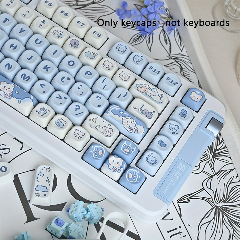MOA Thermal Sublimation PBT Keycap White Blue Red Panda Cartoon Mechanicak Keyboards fits 6.25U Mount Tea Bear Style - Image 5