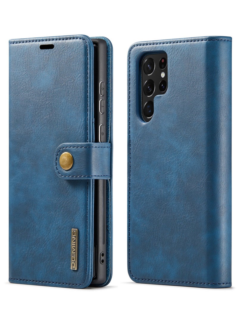 ديجمينغ جراب كيس مي نسيج من سلسله الدجمنيج  لهاتف سامسونج جلاكسي اس 22 الترا جلد مغناطيسي قابل للفصل - ازرق - Image 1