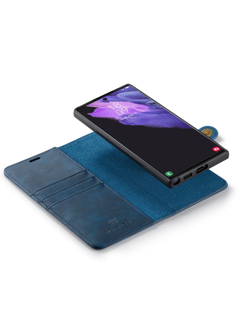 ديجمينغ جراب كيس مي نسيج من سلسله الدجمنيج  لهاتف سامسونج جلاكسي اس 22 الترا جلد مغناطيسي قابل للفصل - ازرق - Image 5