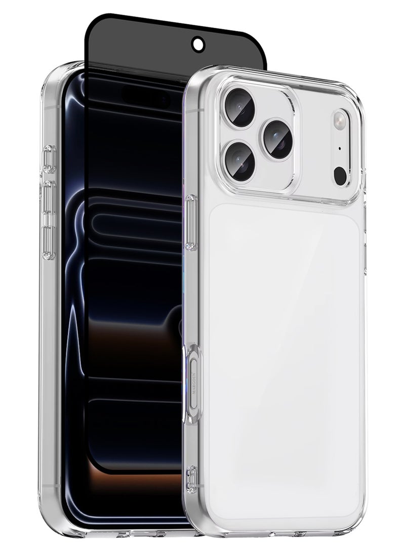 2 Packs TPU Clear Case for iPhone 17 Pro Slim Design, One Case One Privacy Screen Protector, Shockproof Protection, Scratch-Resistant Cover with Enhanced Grip, Wireless Charging Compatible - Image 1