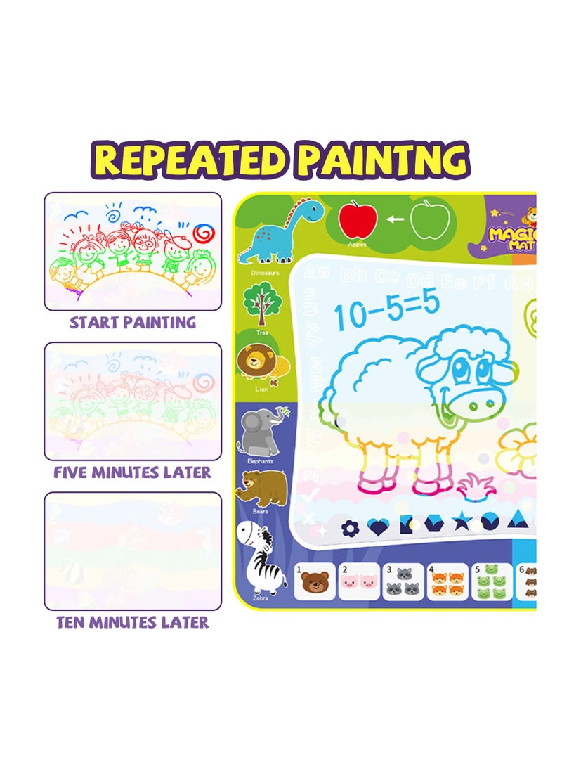 Zikra حصيرة رسم سحرية للأطفال، حصيرة رسم مائية كبيرة 48x36 قابلة لإعادة الاستخدام، حصيرة تعليمية للألوان، ألعاب فنية إبداعية، رسم بدون فوضى للأطفال، للبنات والأولاد من عمر 3-12 سنة - Image 3