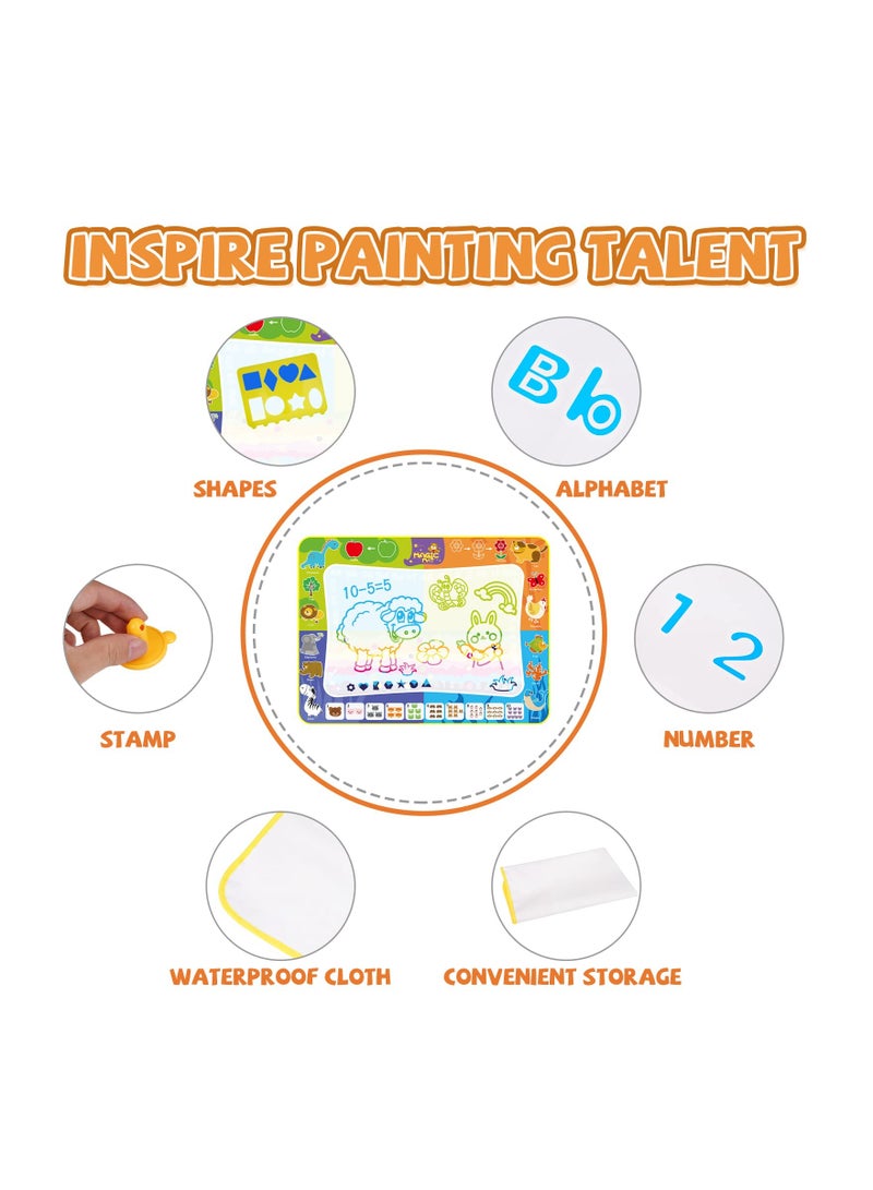 Zikra حصيرة رسم سحرية للأطفال، حصيرة رسم مائية كبيرة 48x36 قابلة لإعادة الاستخدام، حصيرة تعليمية للألوان، ألعاب فنية إبداعية، رسم بدون فوضى للأطفال، للبنات والأولاد من عمر 3-12 سنة - Image 4