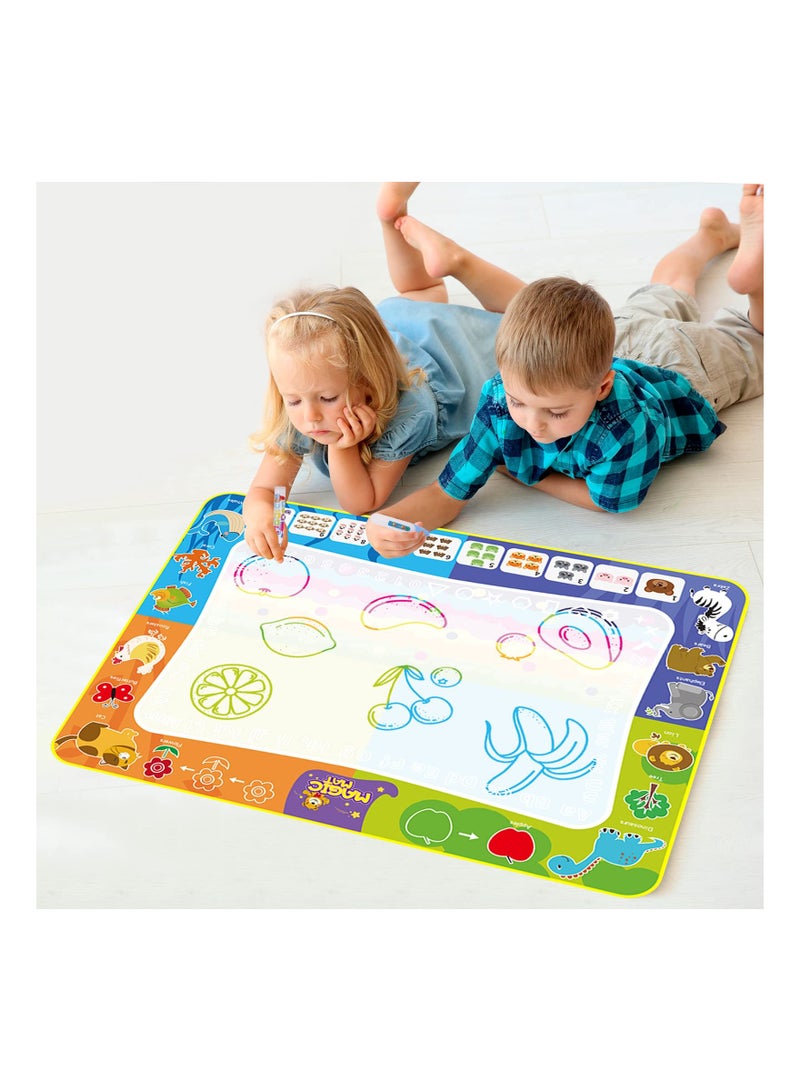 Zikra حصيرة رسم سحرية للأطفال، حصيرة رسم مائية كبيرة 48x36 قابلة لإعادة الاستخدام، حصيرة تعليمية للألوان، ألعاب فنية إبداعية، رسم بدون فوضى للأطفال، للبنات والأولاد من عمر 3-12 سنة - Image 2