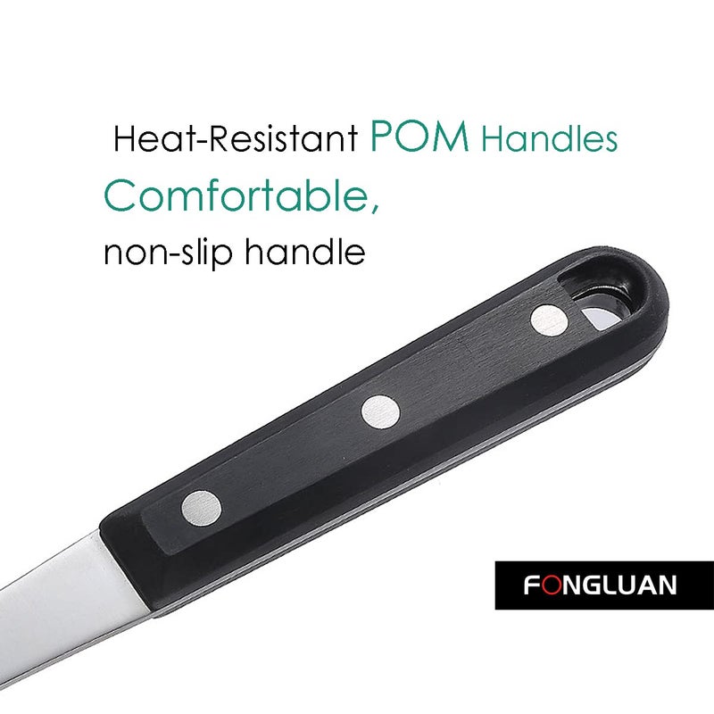 FONGLUAN Stainless Steel Cooking Slotted Turner With Heat-resistant BPA-free nylon head Safe for Non-Stick Cookware POM Handles Heavy Duty Kitchen Spatulas For Serving - Image 4