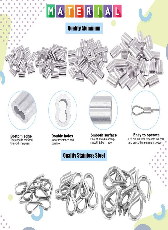 غلاركس أداة ضغط حبل سلكي Glarks 132 قطعة بطول 14 بوصة، مقاسات 1/16، 5/64، 3/32، 7/64، 1/8 بوصة مع أطراف ضغط حبل سلكي، ومشابك كابلات من الفولاذ المقاوم للصدأ وقفازات مضادة للقطع - Image 4