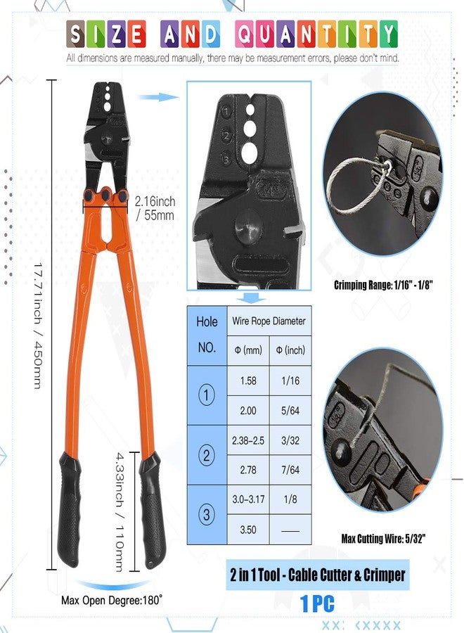 غلاركس أداة ضغط حبل سلكي Glarks 132 قطعة بطول 14 بوصة، مقاسات 1/16، 5/64، 3/32، 7/64، 1/8 بوصة مع أطراف ضغط حبل سلكي، ومشابك كابلات من الفولاذ المقاوم للصدأ وقفازات مضادة للقطع - Image 2
