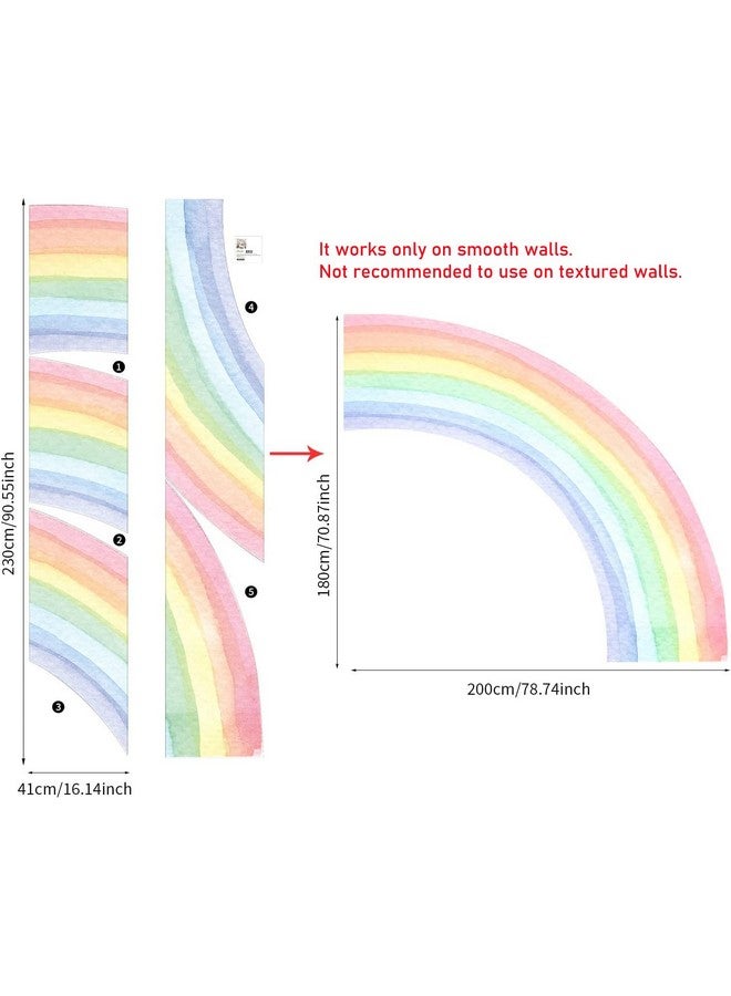 FUNLIFE Fabric Peel And Stick Large Rainbow Wall Mural Stickers For Girls Precut Pastel Half Watercolor Rainbow Wall Sticker Decals For Kids Bedroom Living Room Playroom 78.74" X 70.87" - Image 3