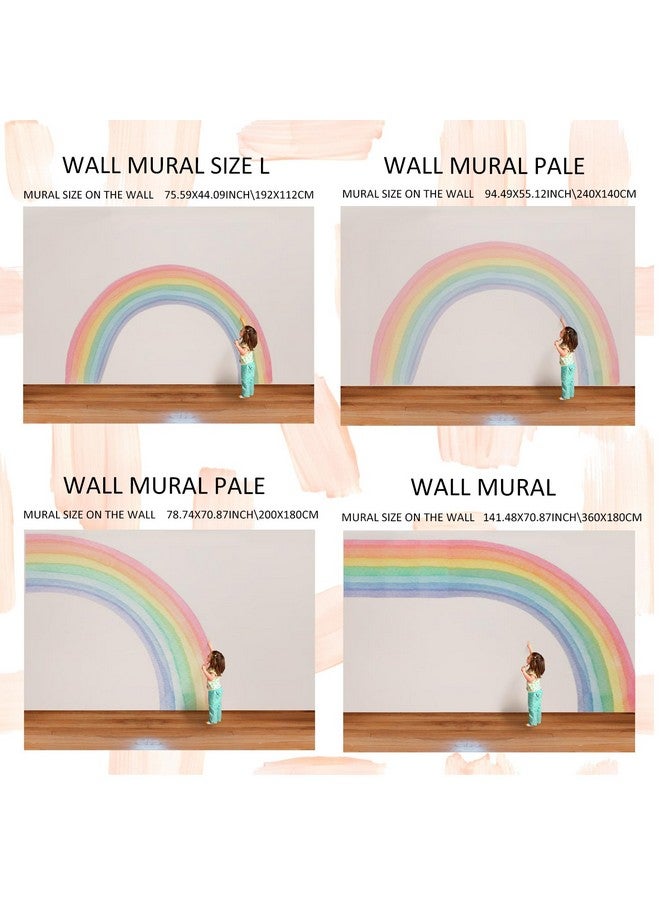 FUNLIFE Fabric Peel And Stick Large Rainbow Wall Mural Stickers For Girls Precut Pastel Half Watercolor Rainbow Wall Sticker Decals For Kids Bedroom Living Room Playroom 78.74" X 70.87" - Image 4