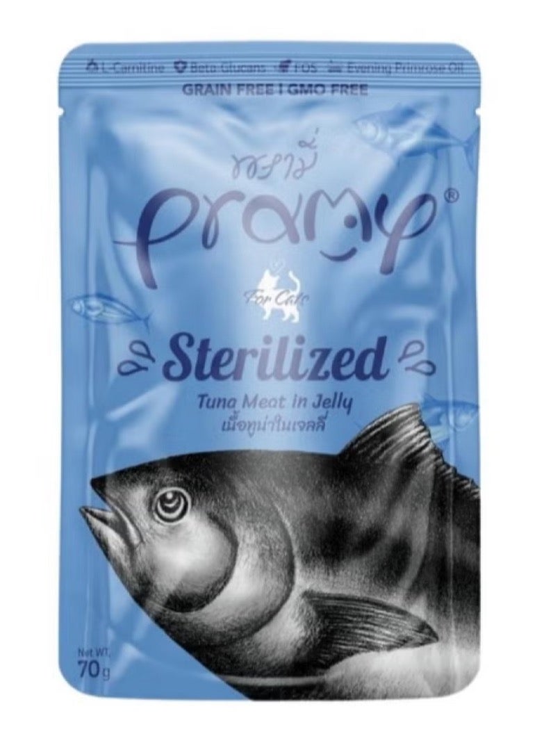 Pramy Cat Wet Food With Tuna In Jelly Flavor For Sterilized Cats - 12x70g - Specially Formulated for Sterilized Cats – Supports Weight & Urinary Health - Image 2