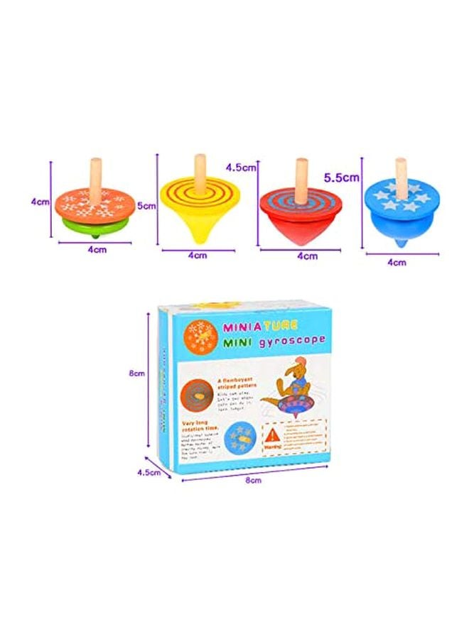 4-Piece Educational Wooden Gyro Spinning Top Toy Set  - Image 3