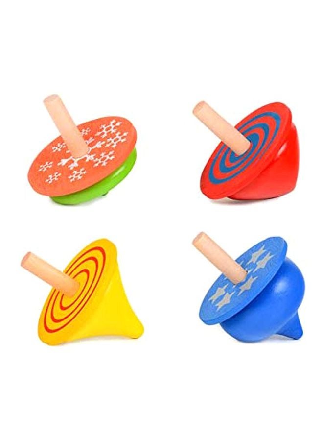 4-Piece Educational Wooden Gyro Spinning Top Toy Set  - Image 2