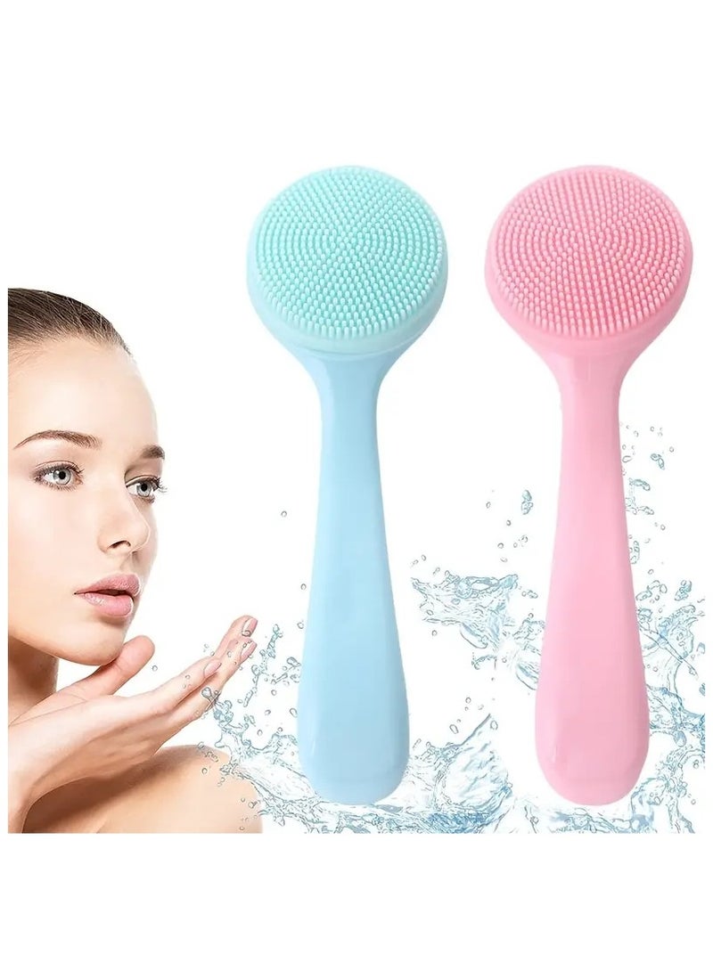 ORiTi 2 PCS Manual Silicone Cleansing Massage Brush Facial Cleansing Brush Double Sided Silica Gel Cleansing Brush Portable Facial Massage Skin Care Tool - Image 1