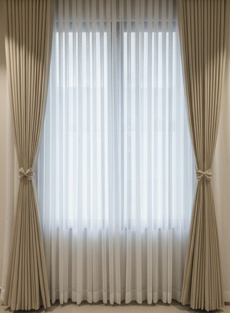 ستارة ويف بيج فاخرة  طبقتين شيفون وبلاك آوت لعزل كامل للضوء والخصوصية، تشمل المسارات والإكسسوارات مقاسات مختلفة - Image 1