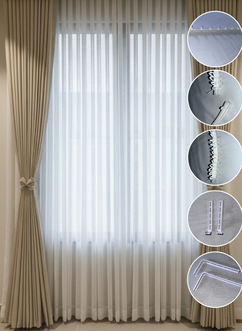 ستارة ويف بيج فاخرة  طبقتين شيفون وبلاك آوت لعزل كامل للضوء والخصوصية، تشمل المسارات والإكسسوارات مقاسات مختلفة - Image 2