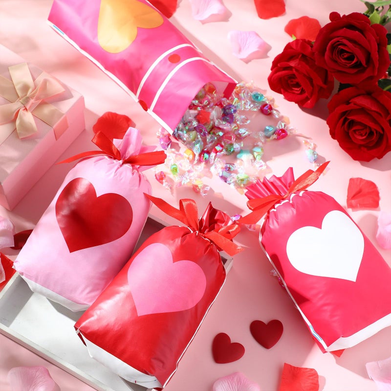 Capoda 48 Pcs Valentines Day Treat Bags Drawstring Candy Bags Valentine Heart Shaped Gift Bag Pouch for Valentine's Day Classroom Exchange Gifts Wedding Party Favor Supplies (Cute) - Image 5