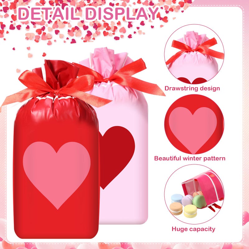 Capoda 48 Pcs Valentines Day Treat Bags Drawstring Candy Bags Valentine Heart Shaped Gift Bag Pouch for Valentine's Day Classroom Exchange Gifts Wedding Party Favor Supplies (Cute) - Image 3
