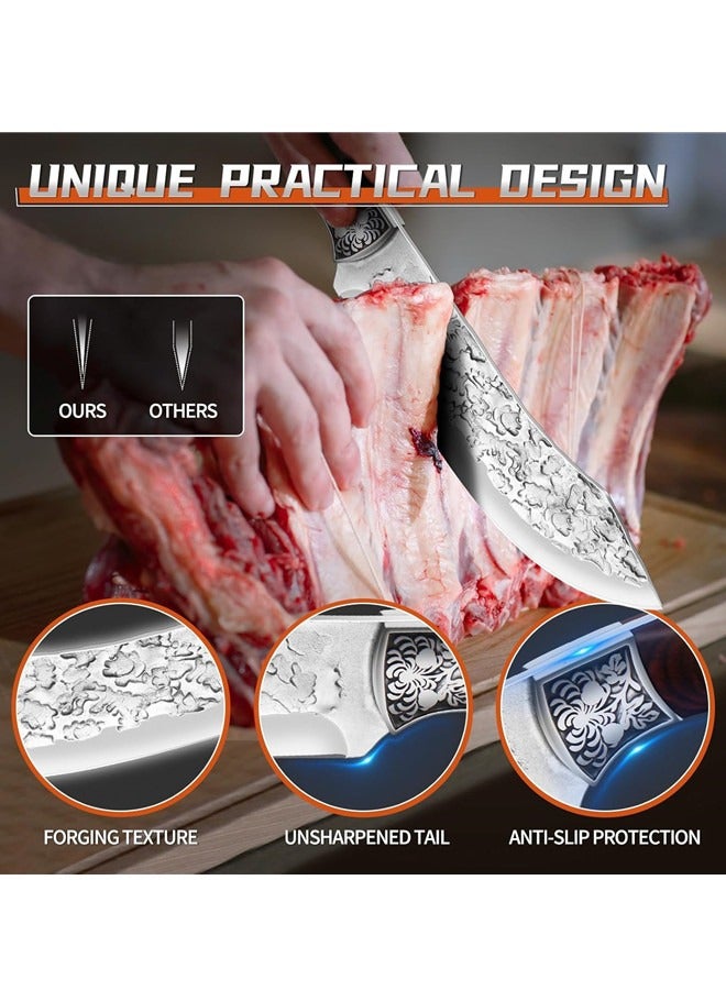 Osowake Meat Knife Boning Knife for Meat Cutting, Professional Chef Deboning Knife, Butcher Trimming Fillet Knife for Meat Fish, Full Tang Wood Handle Knife for Kitchen, BBQ (Curved-6.7'') - Image 2