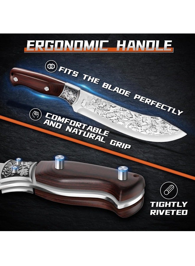 Osowake Meat Knife Boning Knife for Meat Cutting, Professional Chef Deboning Knife, Butcher Trimming Fillet Knife for Meat Fish, Full Tang Wood Handle Knife for Kitchen, BBQ (Curved-6.7'') - Image 3