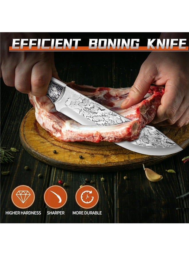 Osowake Meat Knife Boning Knife for Meat Cutting, Professional Chef Deboning Knife, Butcher Trimming Fillet Knife for Meat Fish, Full Tang Wood Handle Knife for Kitchen, BBQ (Curved-6.7'') - Image 4