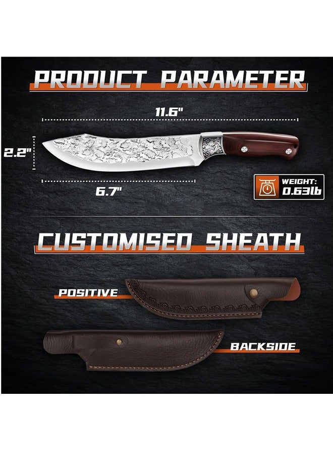 Osowake Meat Knife Boning Knife for Meat Cutting, Professional Chef Deboning Knife, Butcher Trimming Fillet Knife for Meat Fish, Full Tang Wood Handle Knife for Kitchen, BBQ (Curved-6.7'') - Image 5