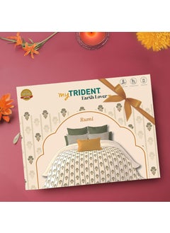 Trident Trident Earth Lover King 3-Piece Bedsheet Set, 100% Cotton, Bedsheet for Double Bed (1 King Size Bedsheet with 2 Pillow Covers) Superior Softness, 144 Thread Count-Rumi  - Image 1