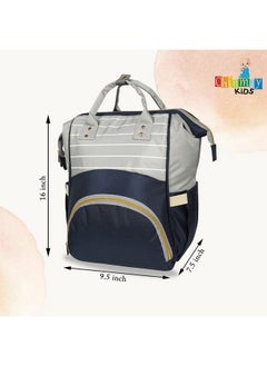 Chinmay Kids Baby Diaper Backpack For New Born Baby Mother Mom Stylish Polyester Organizer Bag For Casual Travel Outing & Traveling (Dark Blue Grey 16 X 9.5 X 7.5 In)  - Image 2