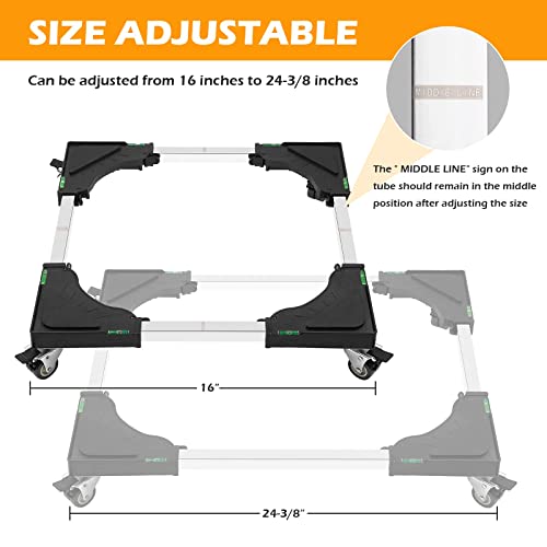 Nefish Furniture Dolly Adjustable Mini Fridge Stand Washing Machine Stand Mobile Roller with 4 Locking Swivel Wheels Universal Mobile Base Moving Cart for Dryer Refrigerator - Image 4